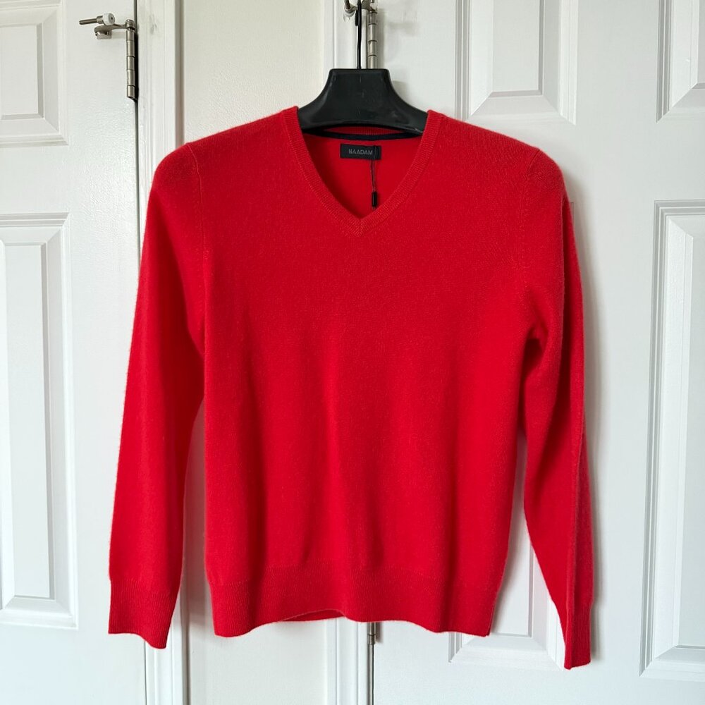 NAADAM 100% Cashmere Red V-neck Sweater